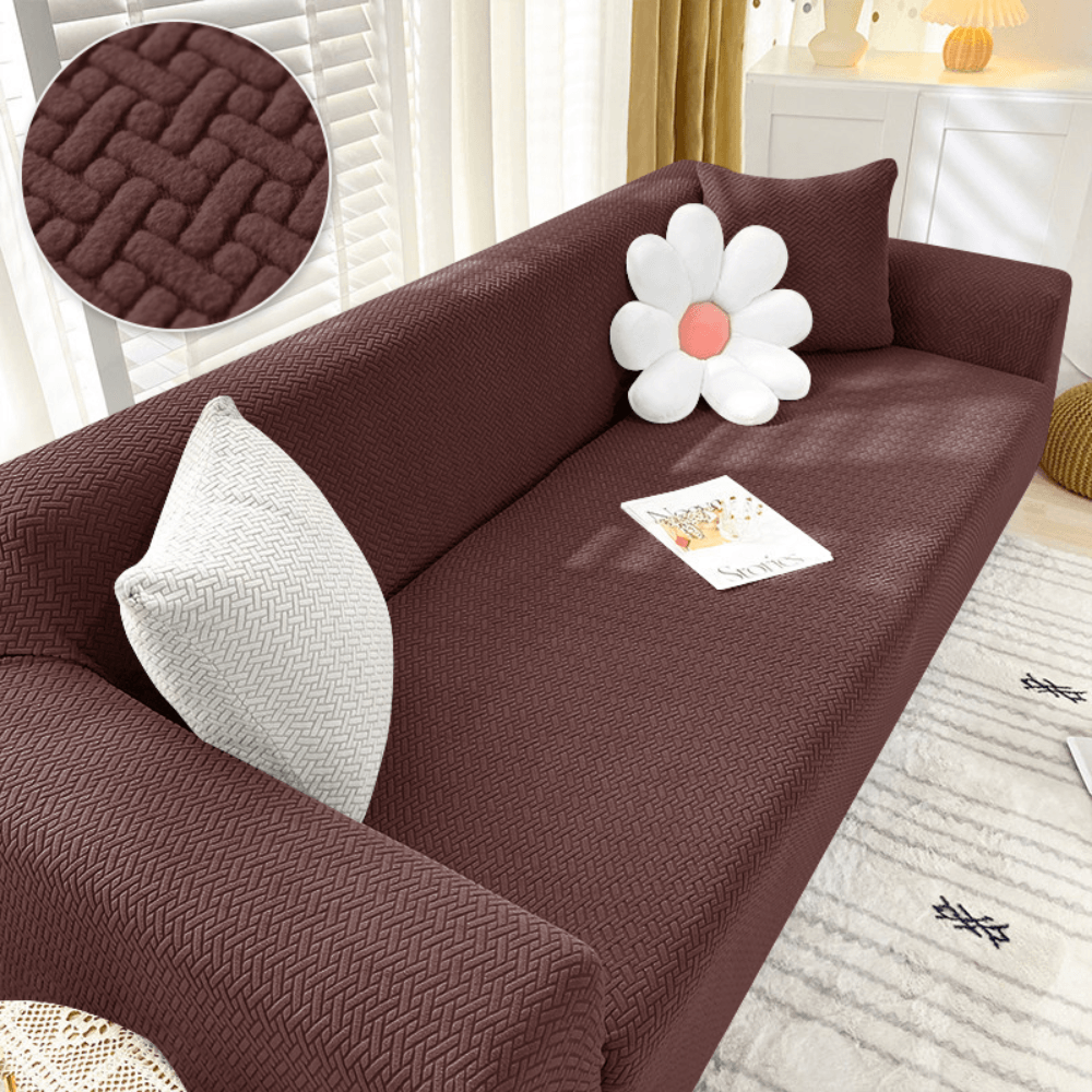 2025 Polar Fleece Sofa Cover : Brown