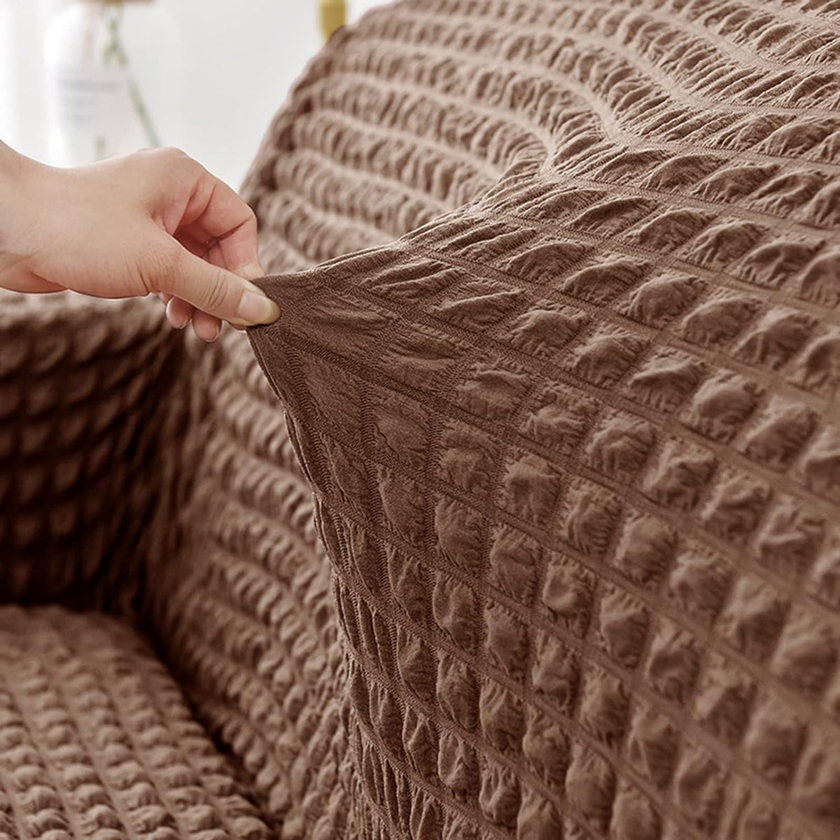 Turkish Bubble Frill Sofa Covers : Light Brown