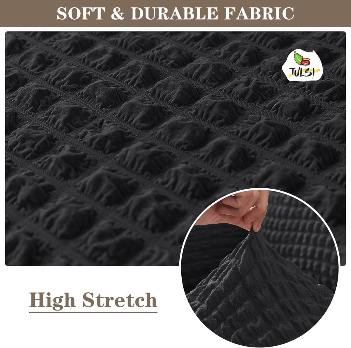 2025 Turkish Bubble Frill Sofa Covers : Black