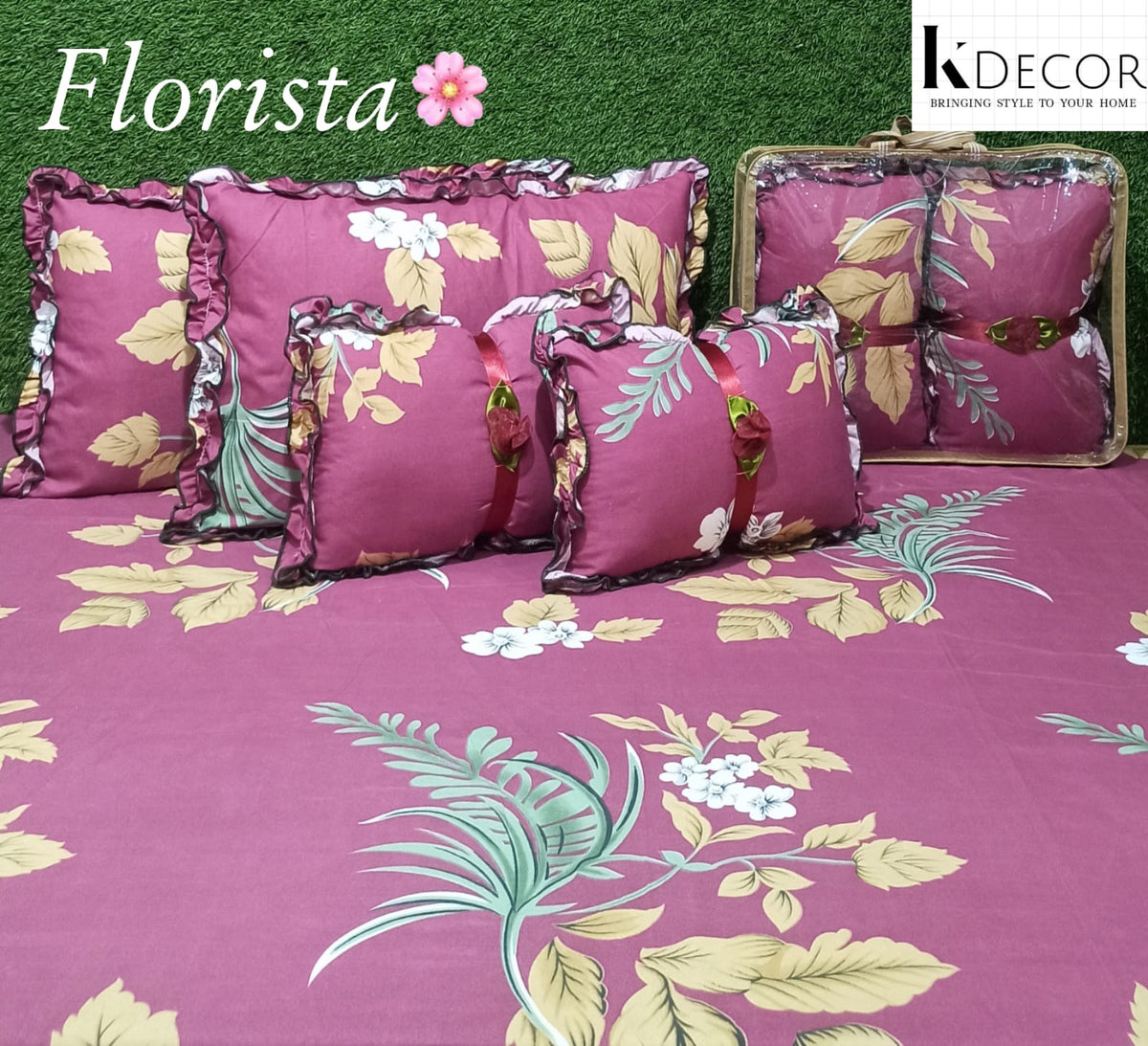 Floral 5-Piece Bedding Set - Pink