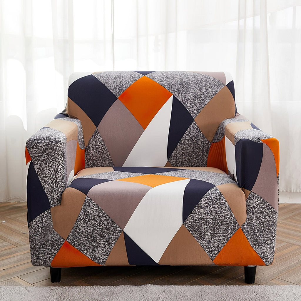 L Shape MellowCovers Prism Orange Strechable Sofa Cover