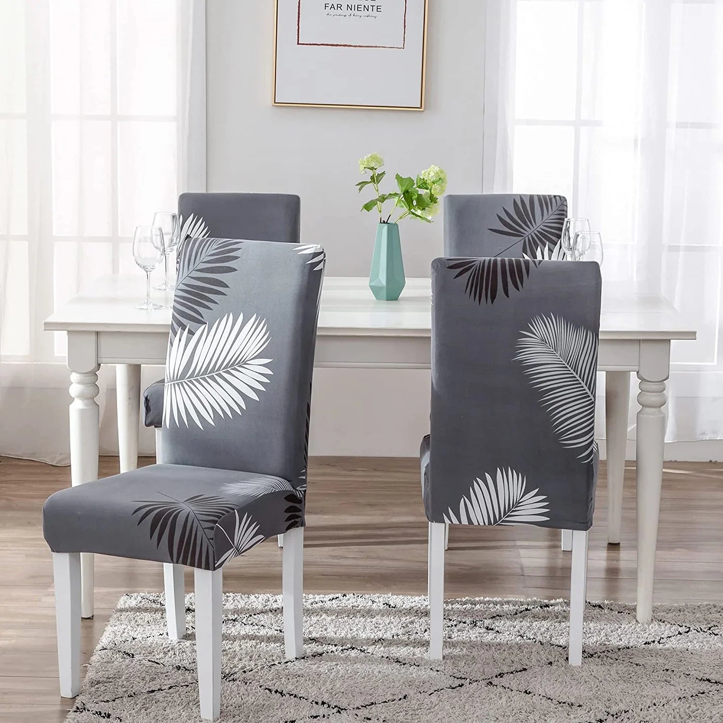 Charcoal Fern Printed Chair Cover