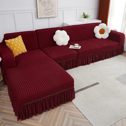 Turkish Bubble Frill Sofa Covers : Maroon