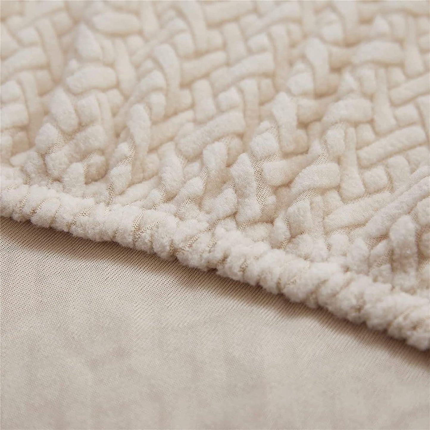 2025 Polar Fleece Sofa Cover : Cream