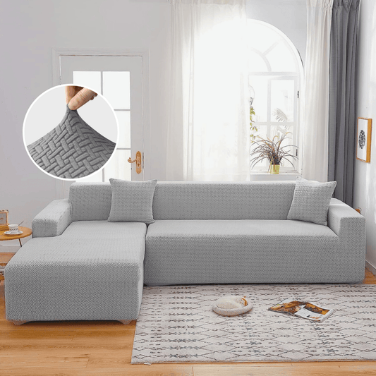 2025 L Shape Polar Fleece Sofa Cover : Grey