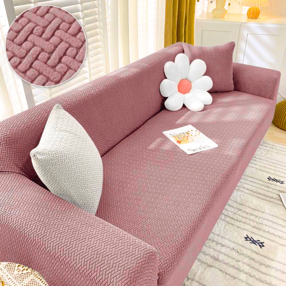 2025 Polar Fleece Sofa Cover : Pastel Pink