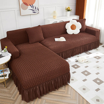 Turkish Bubble Frill Sofa Covers : Coffee