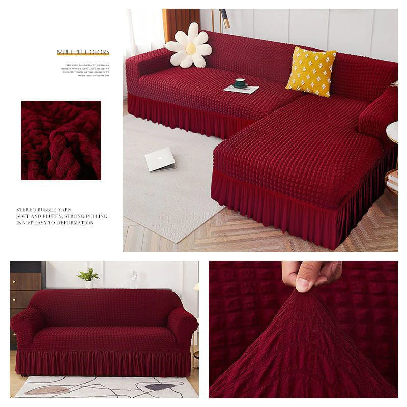Turkish Bubble Frill Sofa Covers : Maroon