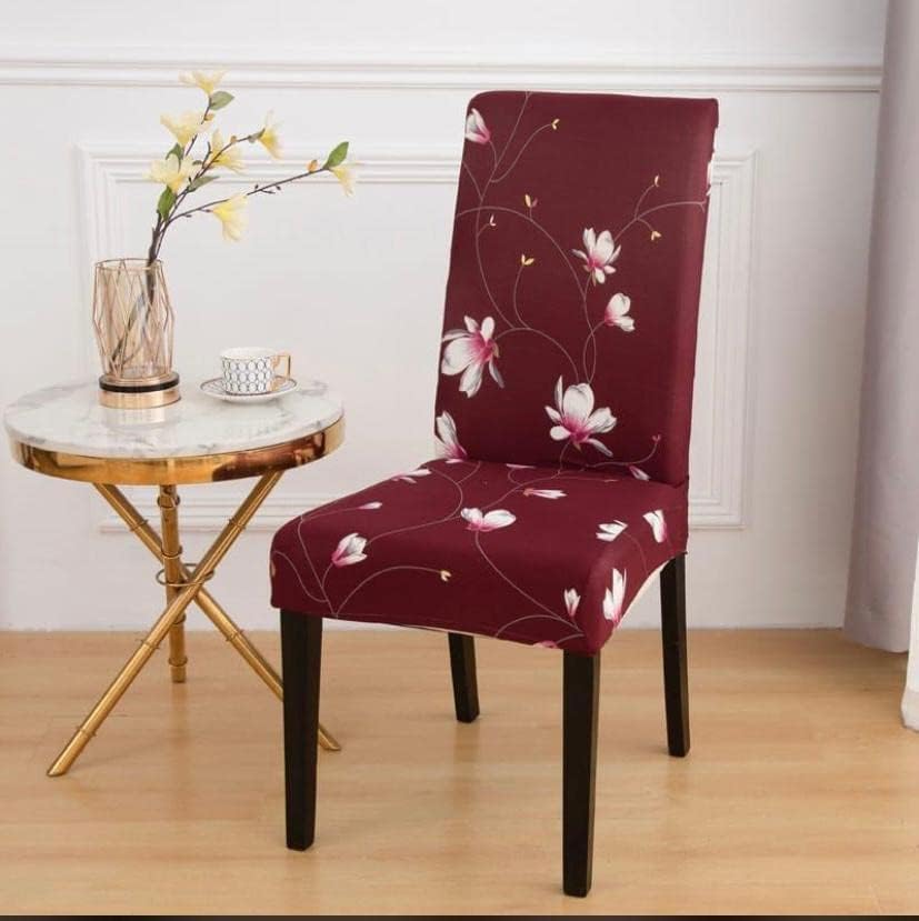 Floral Maroon Printed Chair Cover