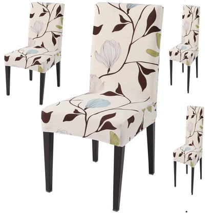 Blooming Beige Printed Chair Cover