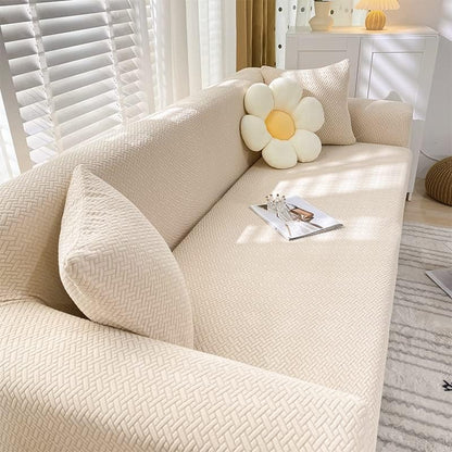 2025 Polar Fleece Sofa Cover : Cream