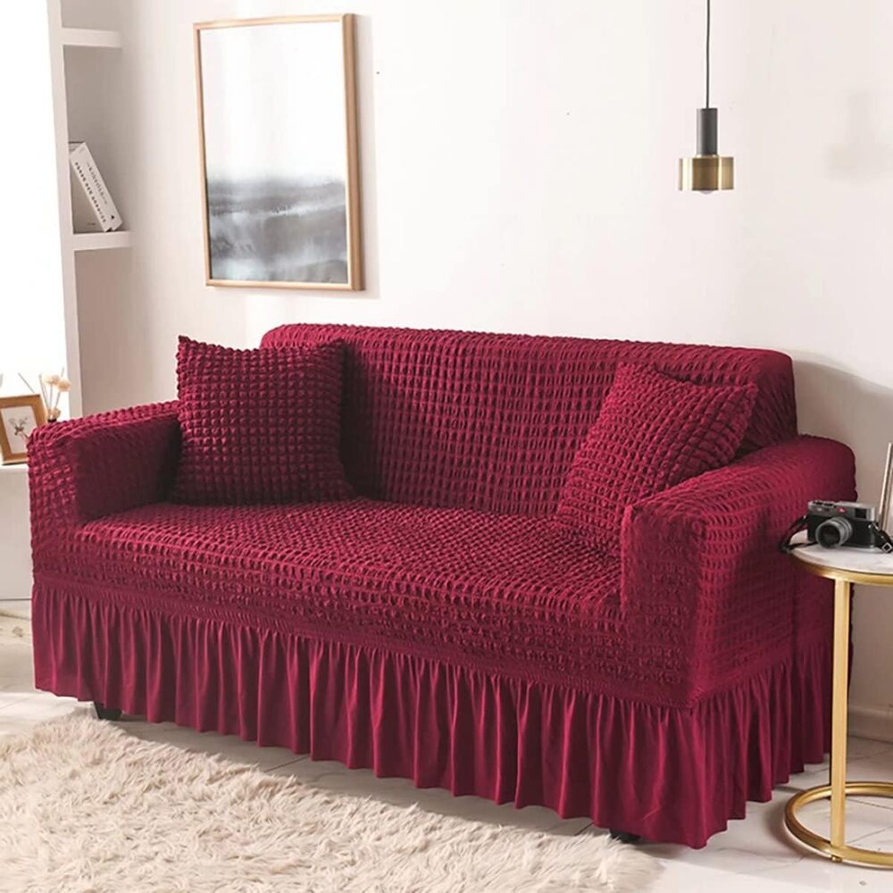 Turkish Bubble Frill Sofa Covers : Maroon