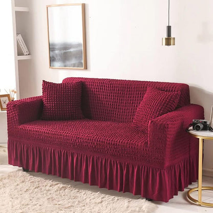 Turkish Bubble Frill Sofa Covers : Maroon