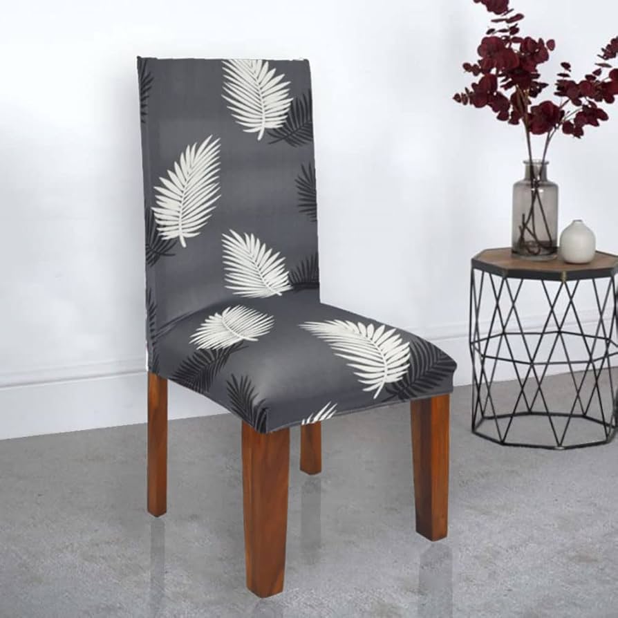 Charcoal Fern Printed Chair Cover