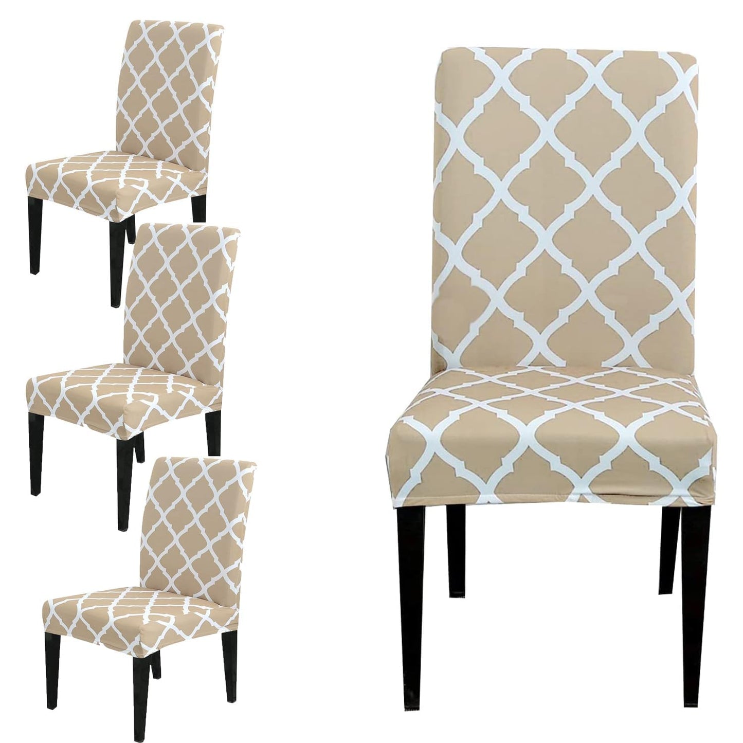 Diamond Beige Printed Chair Cover