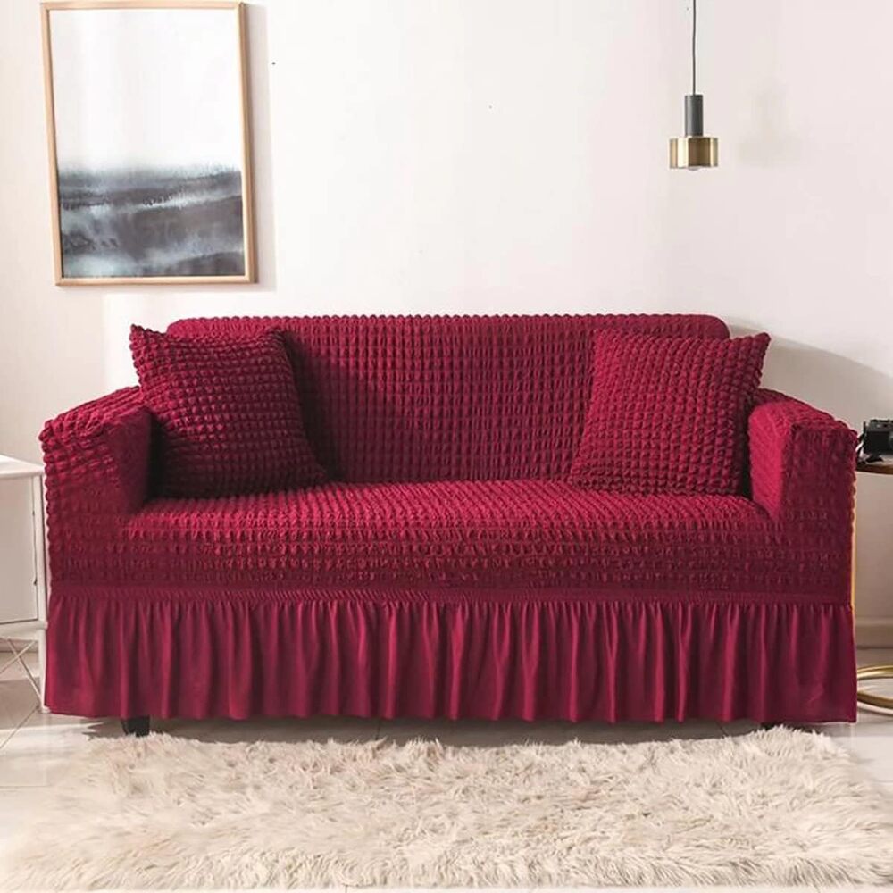 Turkish Bubble Frill Sofa Covers : Maroon