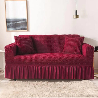 Turkish Bubble Frill Sofa Covers : Maroon