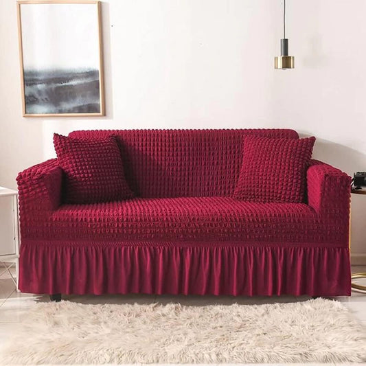 Turkish Bubble Frill Sofa Covers : Maroon