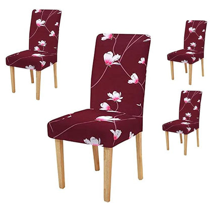 Floral Maroon Printed Chair Cover