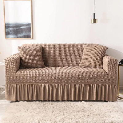 Turkish Bubble Frill Sofa Covers : Light Brown
