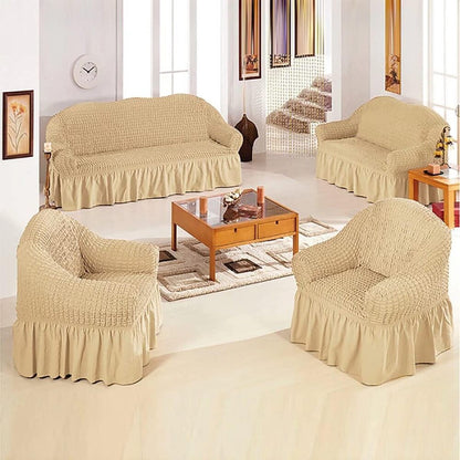 Turkish Bubble Frill Sofa Covers : Beige