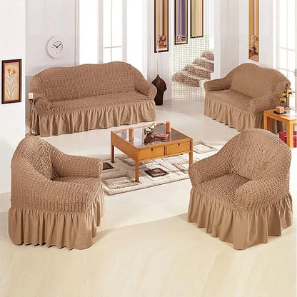 Turkish Bubble Frill Sofa Covers : Light Brown