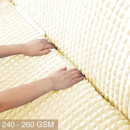 Turkish Bubble Frill Sofa Covers : Cream