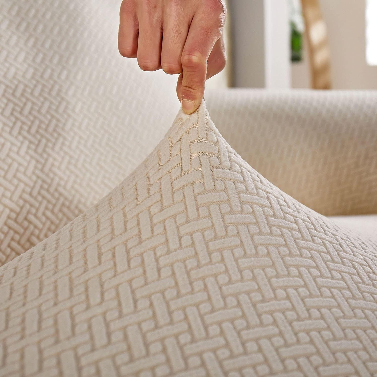 2025 Polar Fleece Sofa Cover : Cream