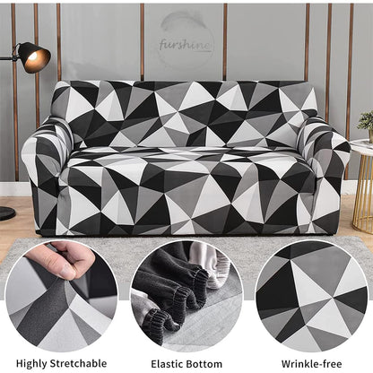 L shape MellowCovers Black Multi Strechable Sofa Cover