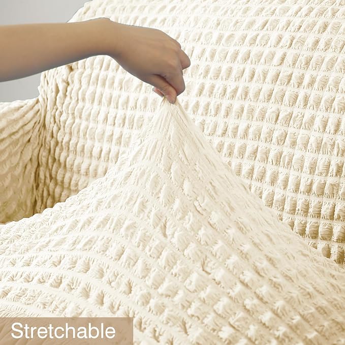 Turkish Bubble Frill Sofa Covers : Cream