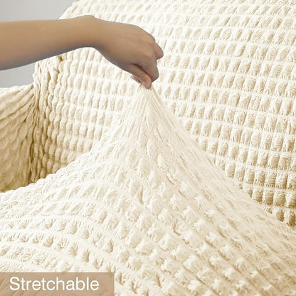 Turkish Bubble Frill Sofa Covers : Cream