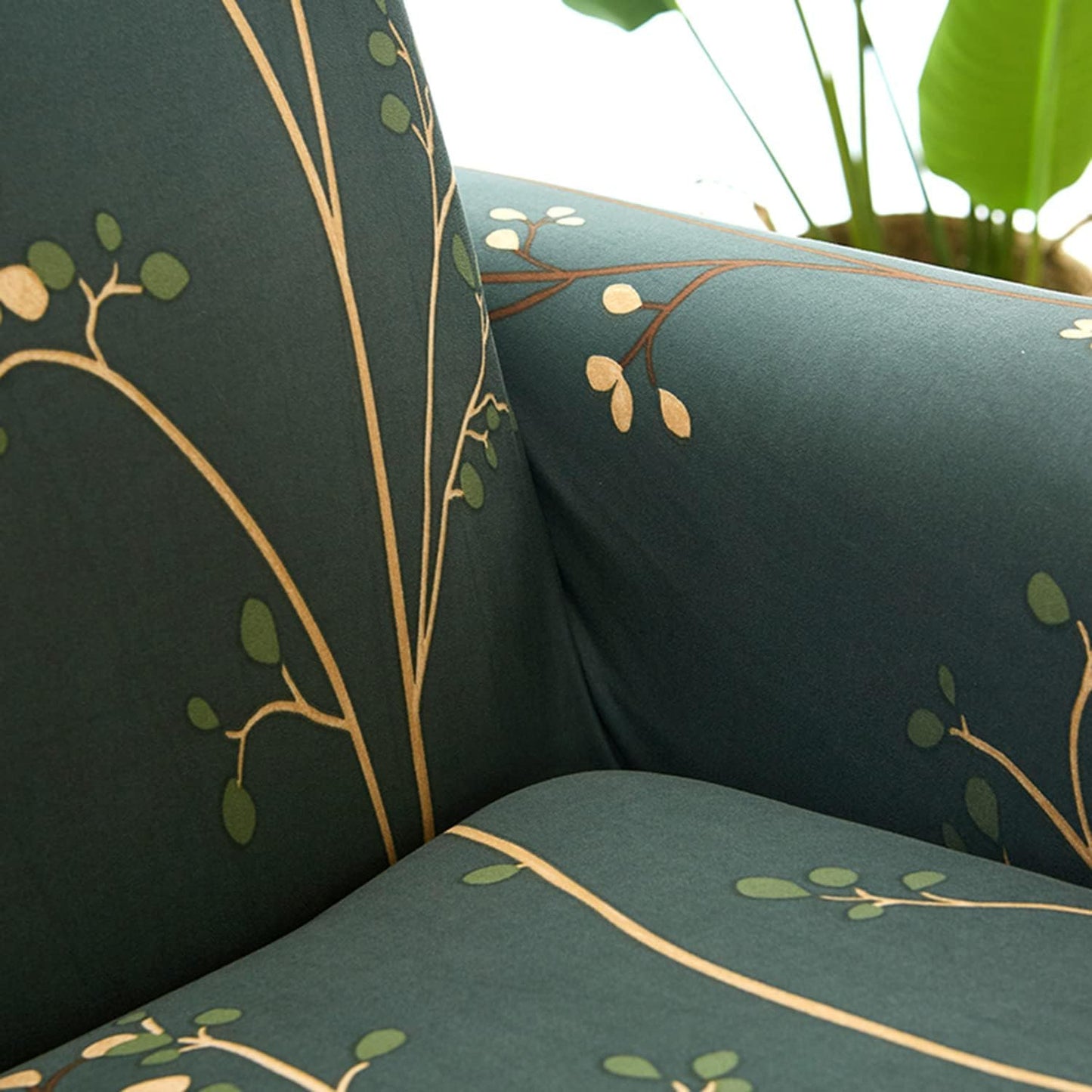 MellowCovers Green Floral Strechable Sofa Cover
