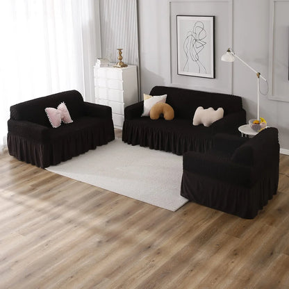 2025 Turkish Bubble Frill Sofa Covers : Black