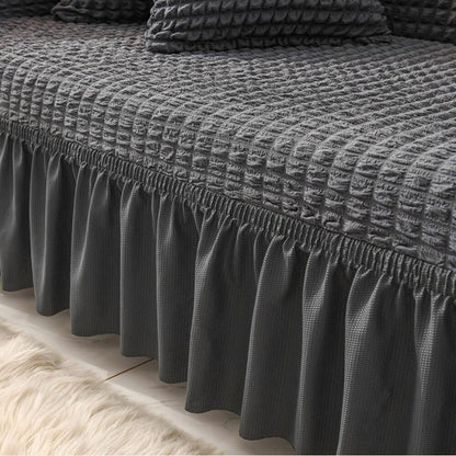 Turkish Bubble Frill Sofa Covers : Dark Grey