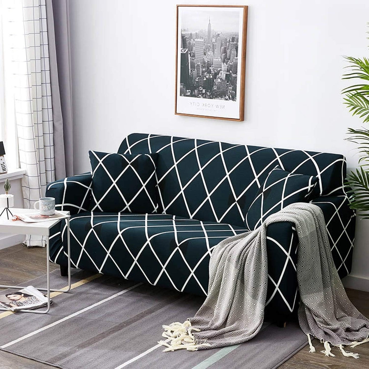 MellowCovers Cross Blue Strechable Sofa Cover