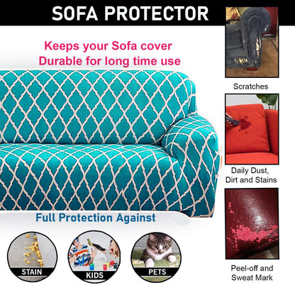 L Shape MellowCovers Blue Diamond Strechable Sofa Cover