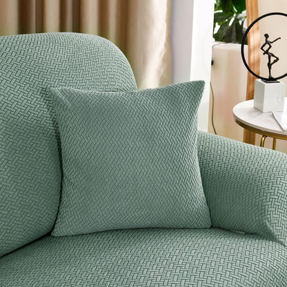 2025 L Shape Polar Fleece Sofa Cover : Pastel Green