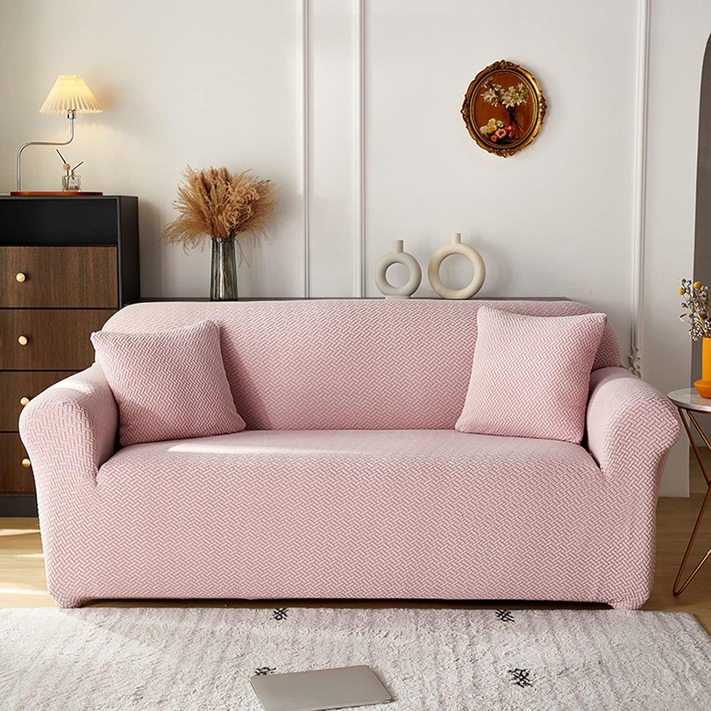 2025 Polar Fleece Sofa Cover : Pastel Pink