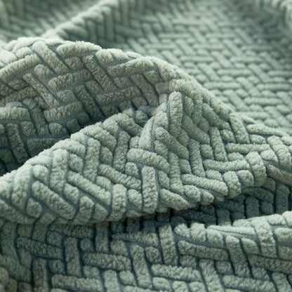 2025 L Shape Polar Fleece Sofa Cover : Pastel Green