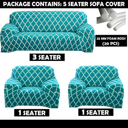 L Shape MellowCovers Blue Diamond Strechable Sofa Cover
