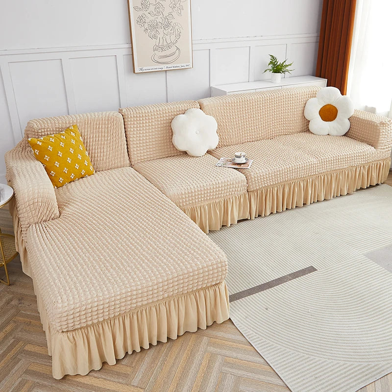 Turkish Bubble Frill Sofa Covers : Beige