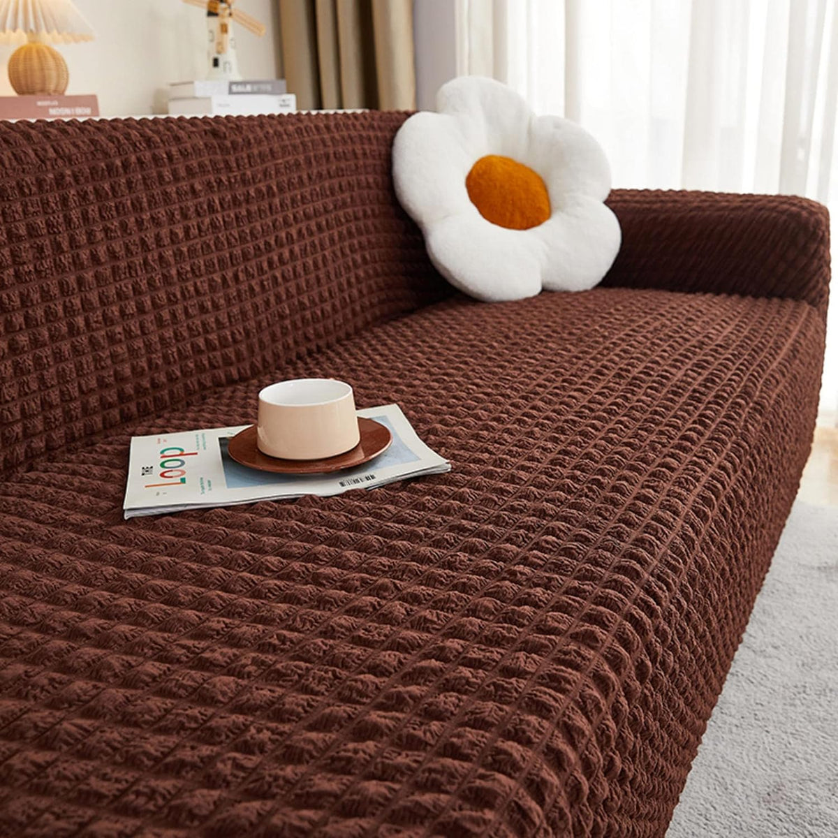 Turkish Bubble Frill Sofa Covers : Coffee