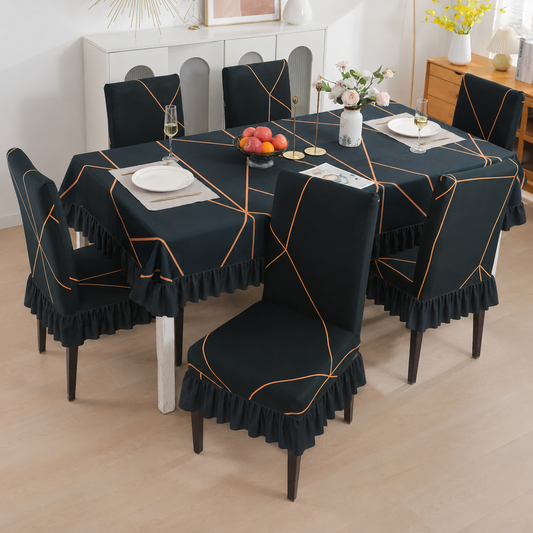 Prism Gold Printed Chair Cover with Frills