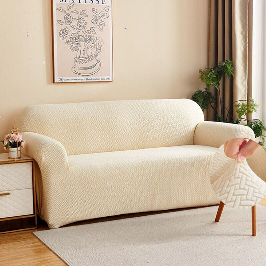 2025 Polar Fleece Sofa Cover : Cream
