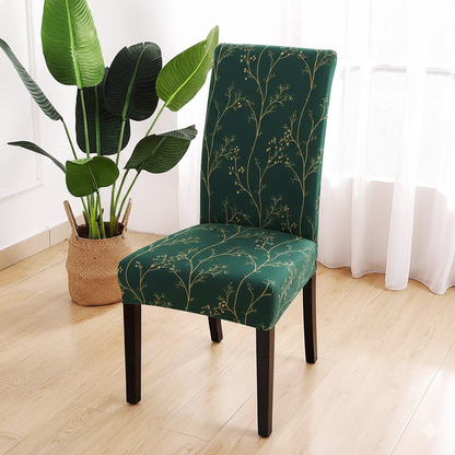 Green Floral Printed Chair Cover