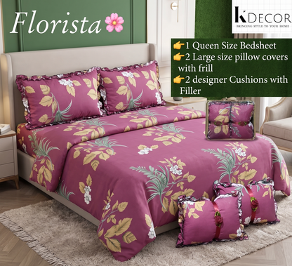Floral 5-Piece Bedding Set - Pink