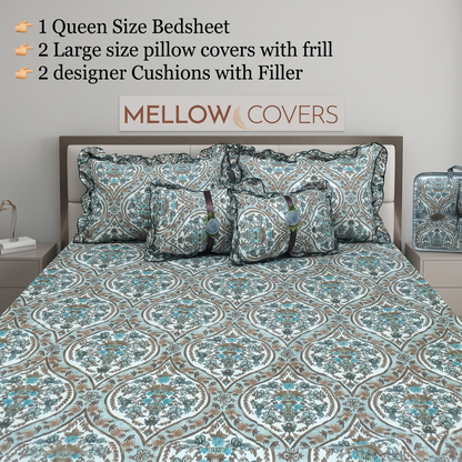 Floral 5-Piece Bedding Set - Sea Green Flower