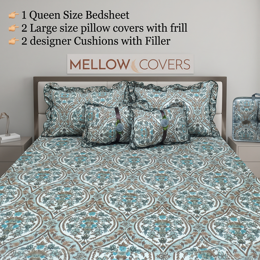 Floral 5-Piece Bedding Set - Sea Green Flower