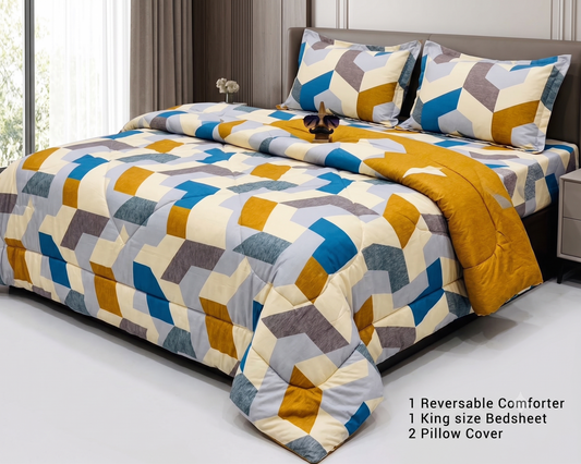 4-Piece Double Bed Comforter Set - Multicolor
