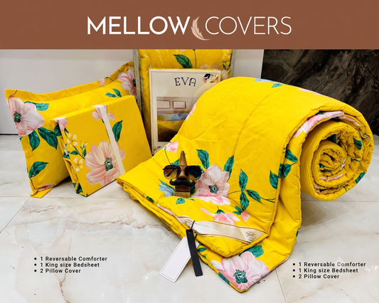 4-Piece Double Bed Comforter Set - Yellow